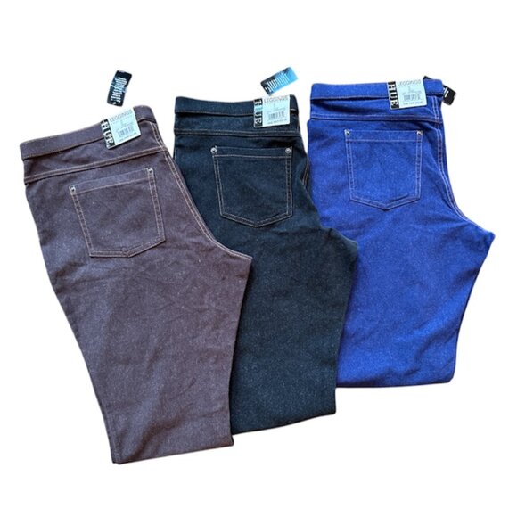 New w Tags 3 HUE Soft & Skinny Leggings Black Purple Brown - Picture 1 of 14